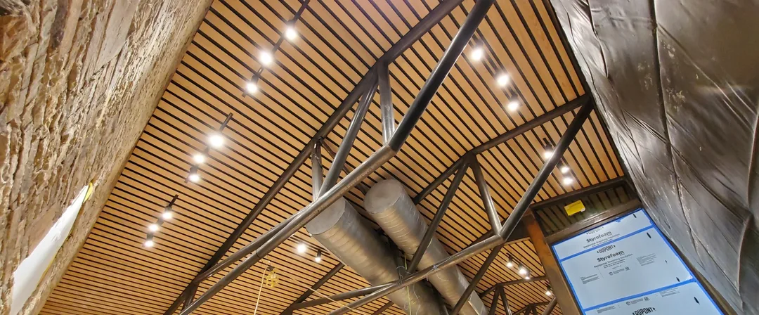 Slatted Wood Ceiling Installation